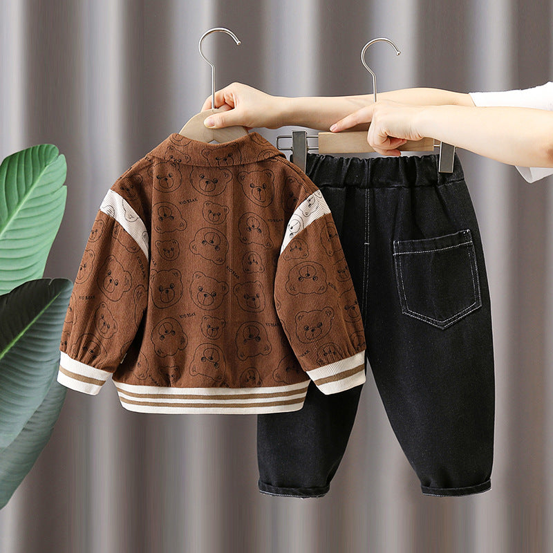 Bear Print Corduroy Set