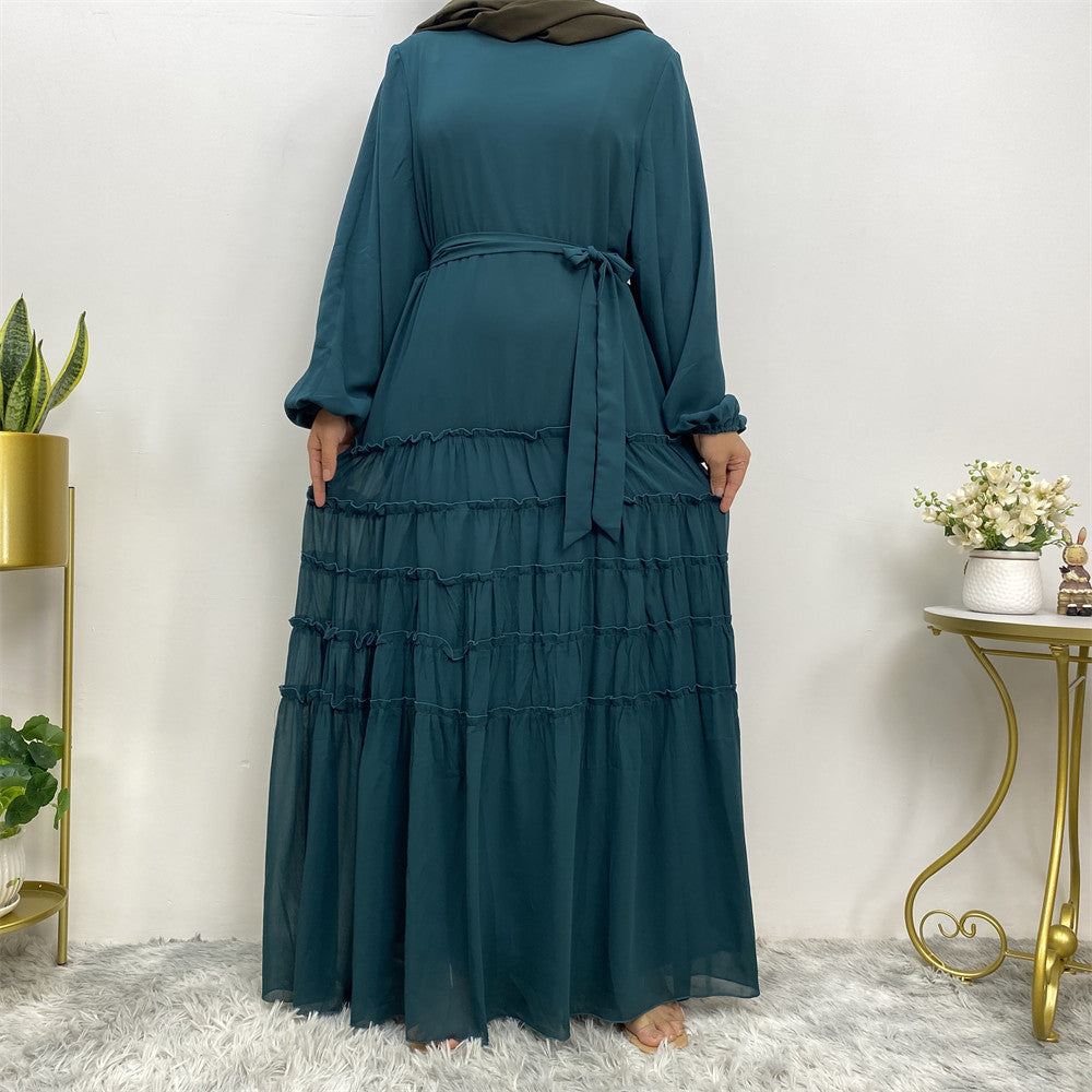 Elegant Double Chiffon Loose Hem Islamic Dress