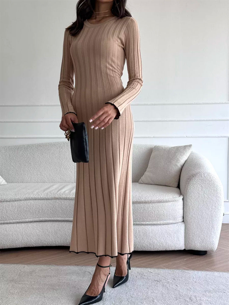 Long Sleeve Knitted Midi Sweater Dress