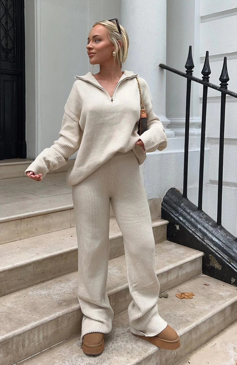 Autumn/Winter Two-Piece Knitted Sweater Set (On Hand)