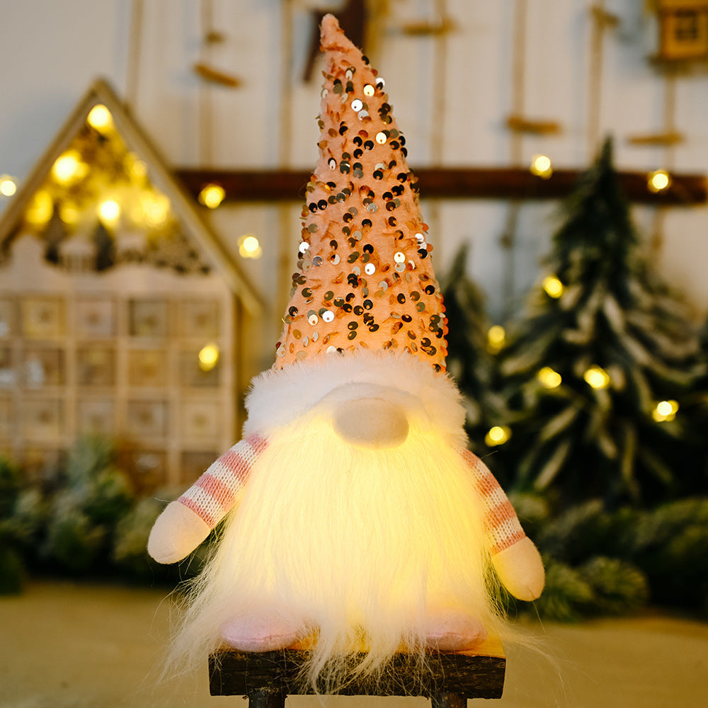 Christmas sequins with lights Rudolph doll decoration