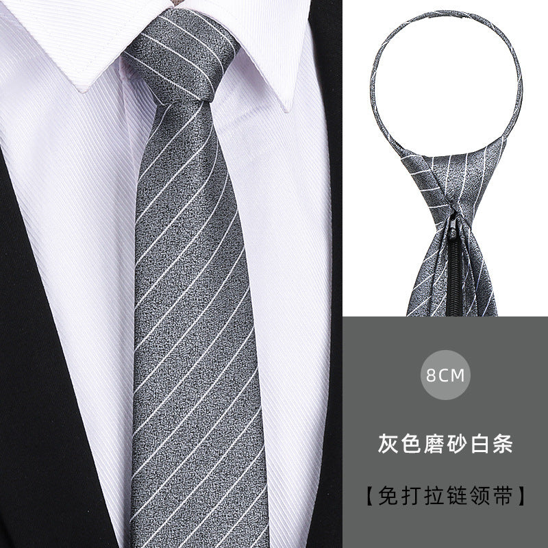 Tie men's formal wear business black glossy narrow zipper professional wedding groom korean zipper hand tie