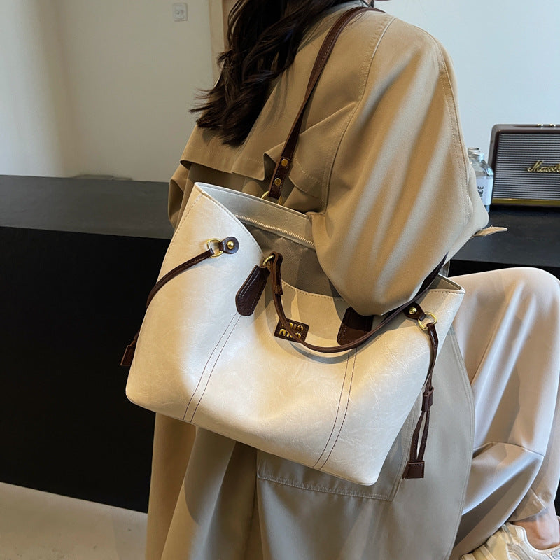 Minimalist Leather Commuter Tote Bag