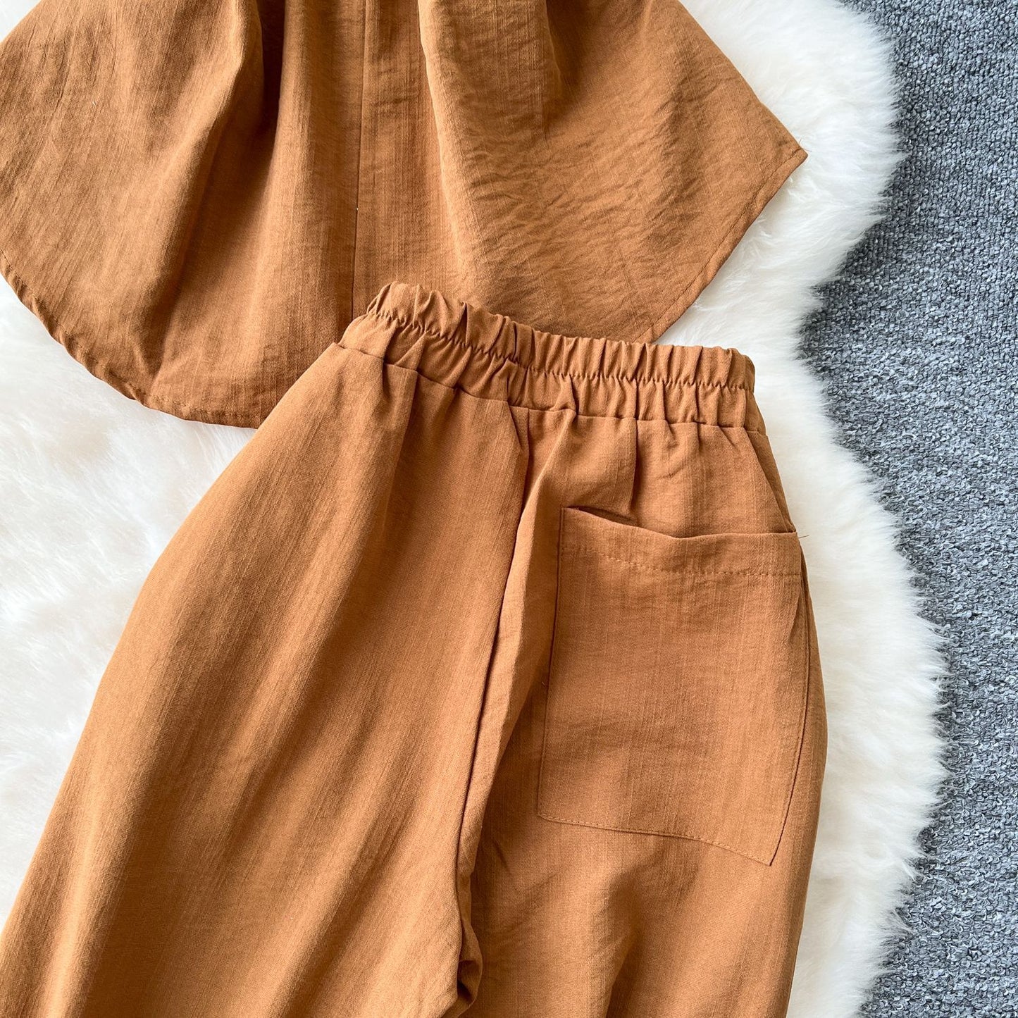 Lace-Up Waist Two-Piece Set