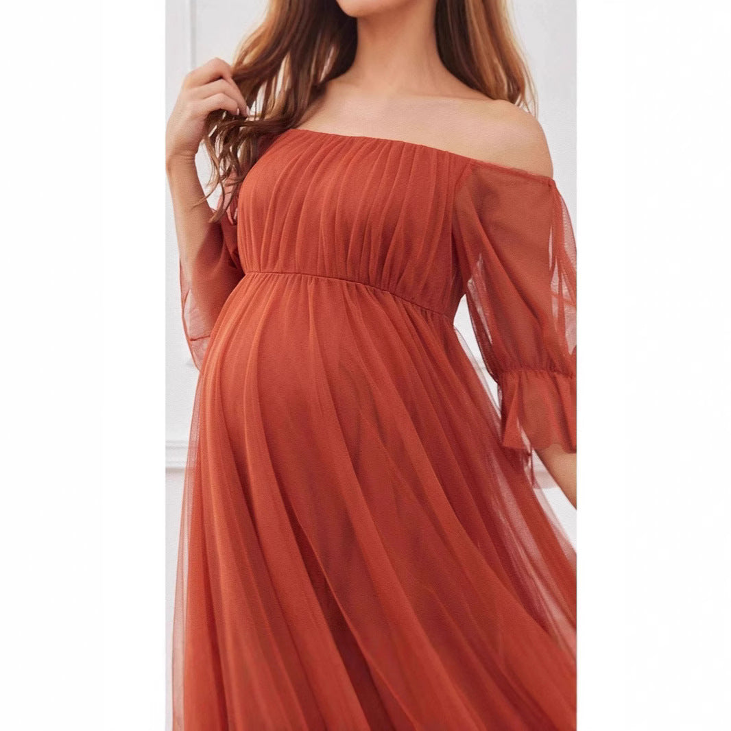 Ethereal Glow One-Shoulder Maternity Gown