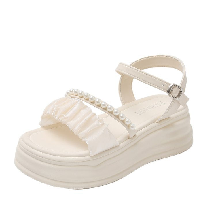 Pearl-Accent Thick-Soled Sandals