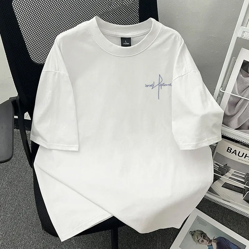 Cotton Loose Fit Letter Print T-Shirt