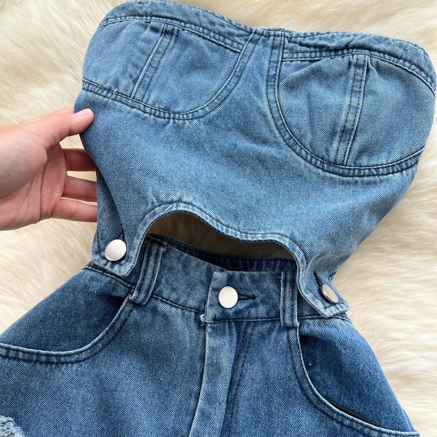 Designer Denim Jumpsuit