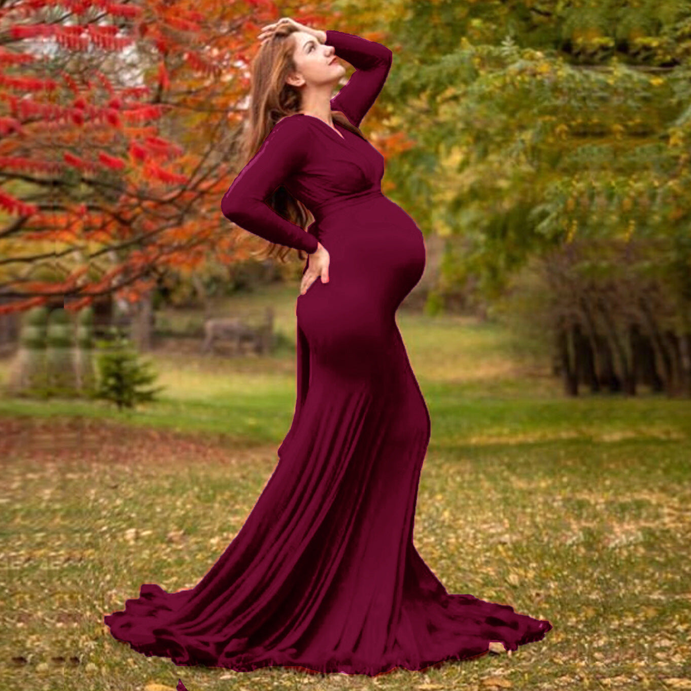V-Neck Photography Maternity Dress