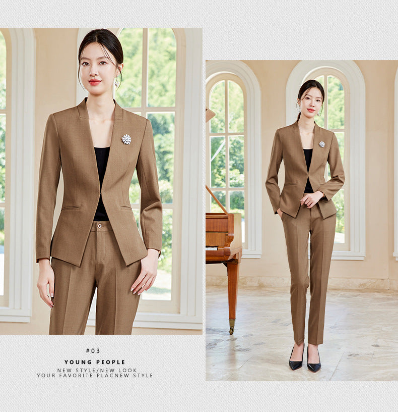 Women's Professional V-Neck Suit Set
