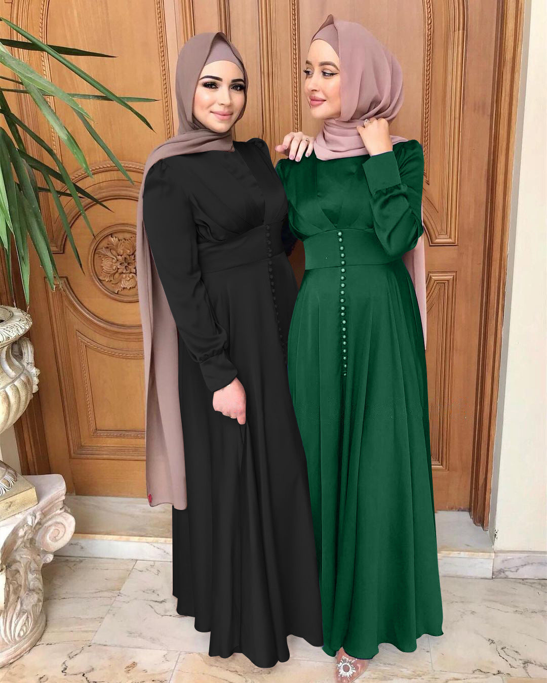 Feminine Tuck Beaded Dress, Elegant Satin Long Skirt
