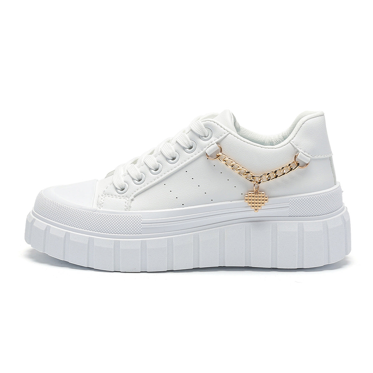 New plus-size women's shoes thick-soled heightened white shoes