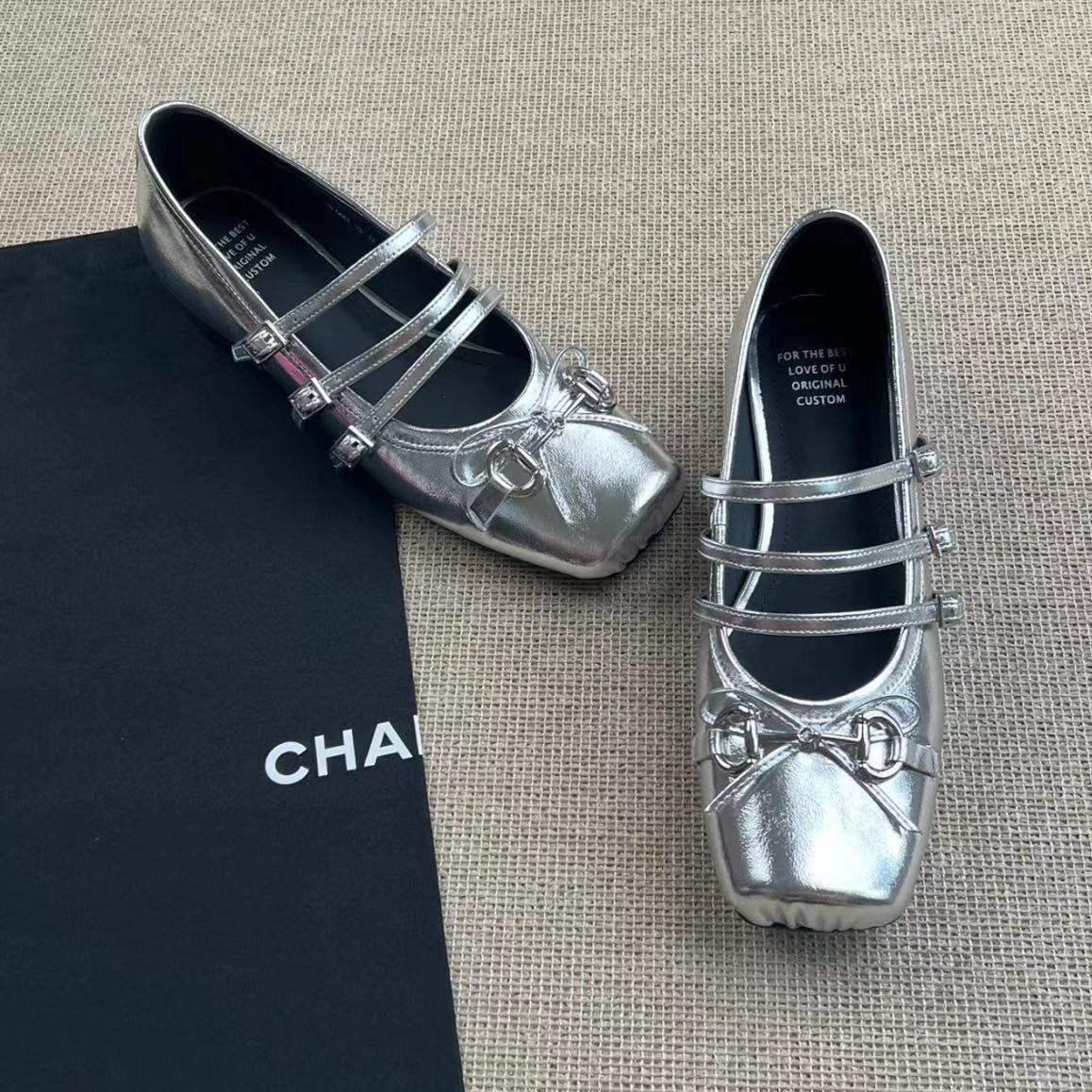 Sheepskin Horsebit Ballet Flats Retro Little Red Mary Jane Shoes