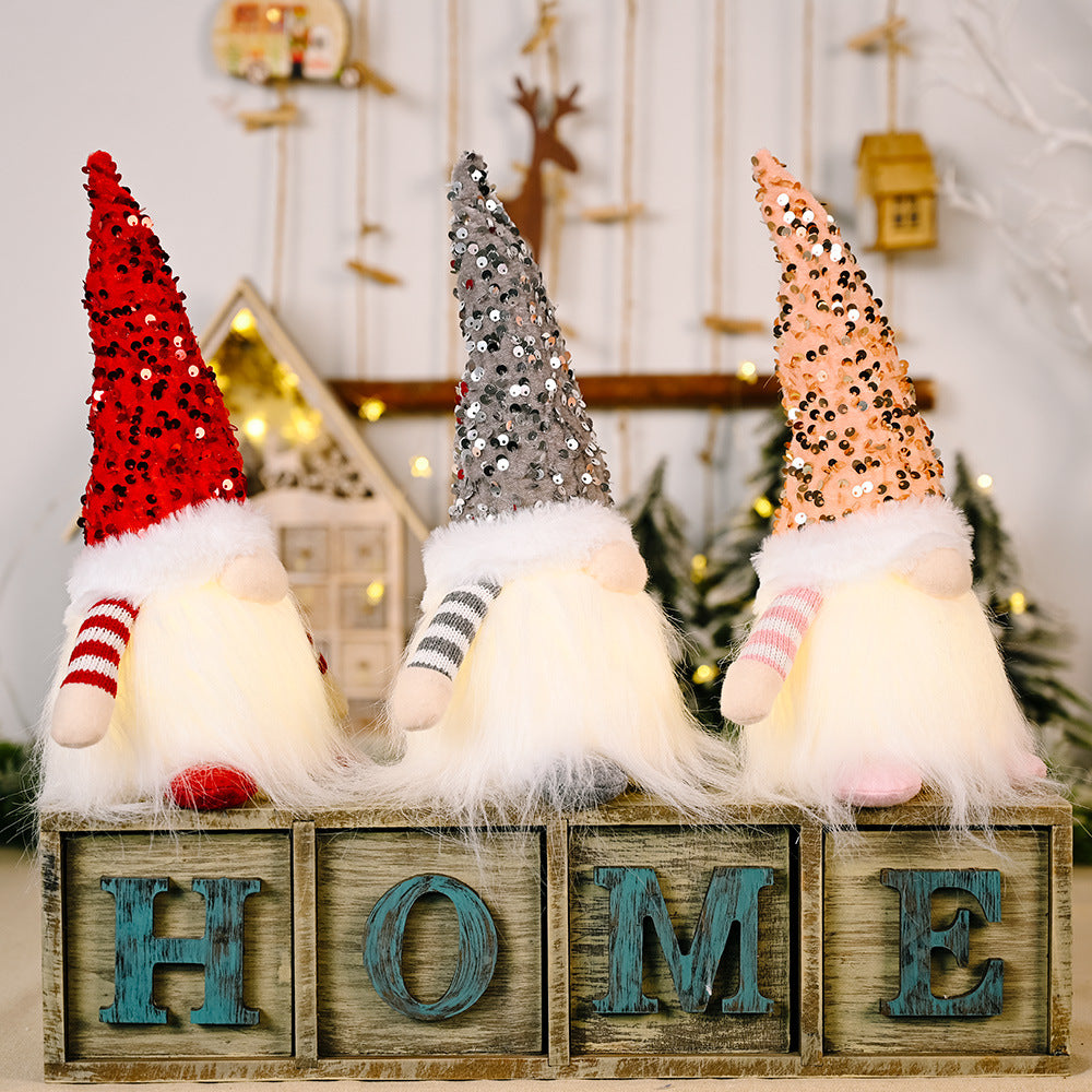 Christmas sequins with lights Rudolph doll decoration