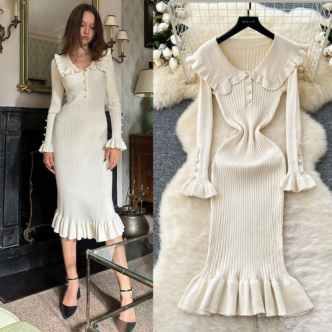 Vintage-Inspired Knitted Dress