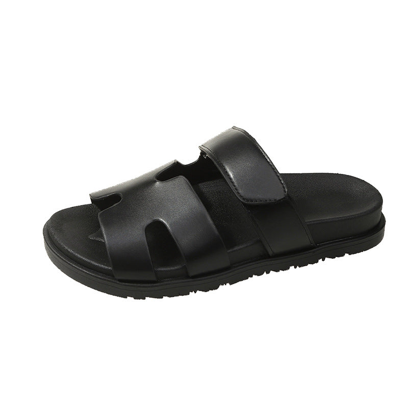 Thick-Soled Color-Blocked Velcro Sandals (On Hand)