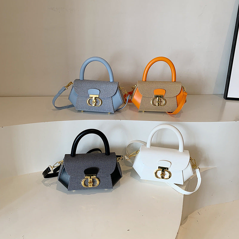 Korean Contrast-Stitch Shoulder Bag