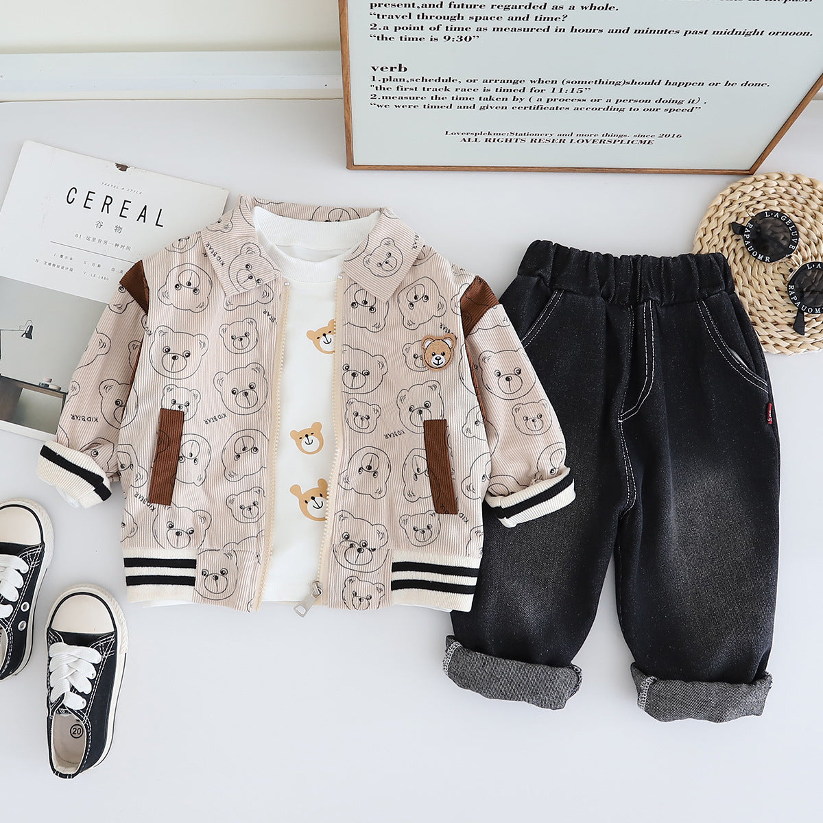 Bear Print Corduroy Set