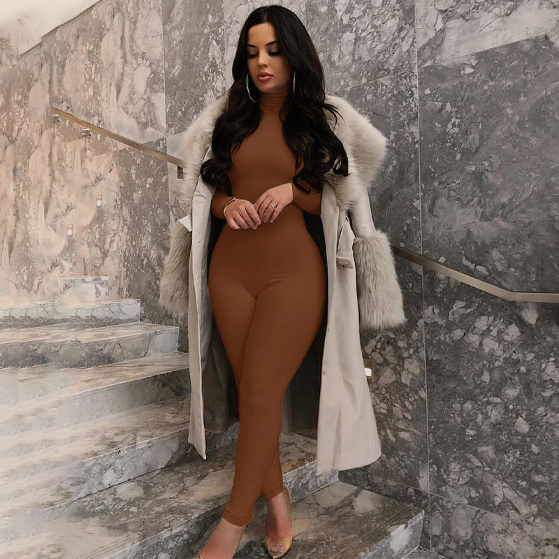 Skinny long-sleeved fleece jumpsuit