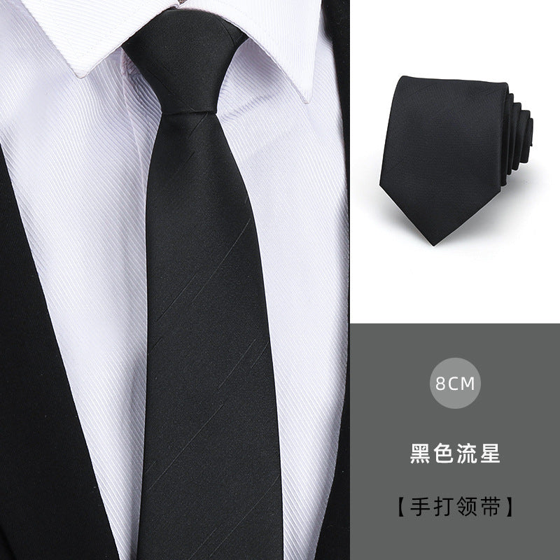 Tie men's formal wear business black glossy narrow zipper professional wedding groom korean zipper hand tie