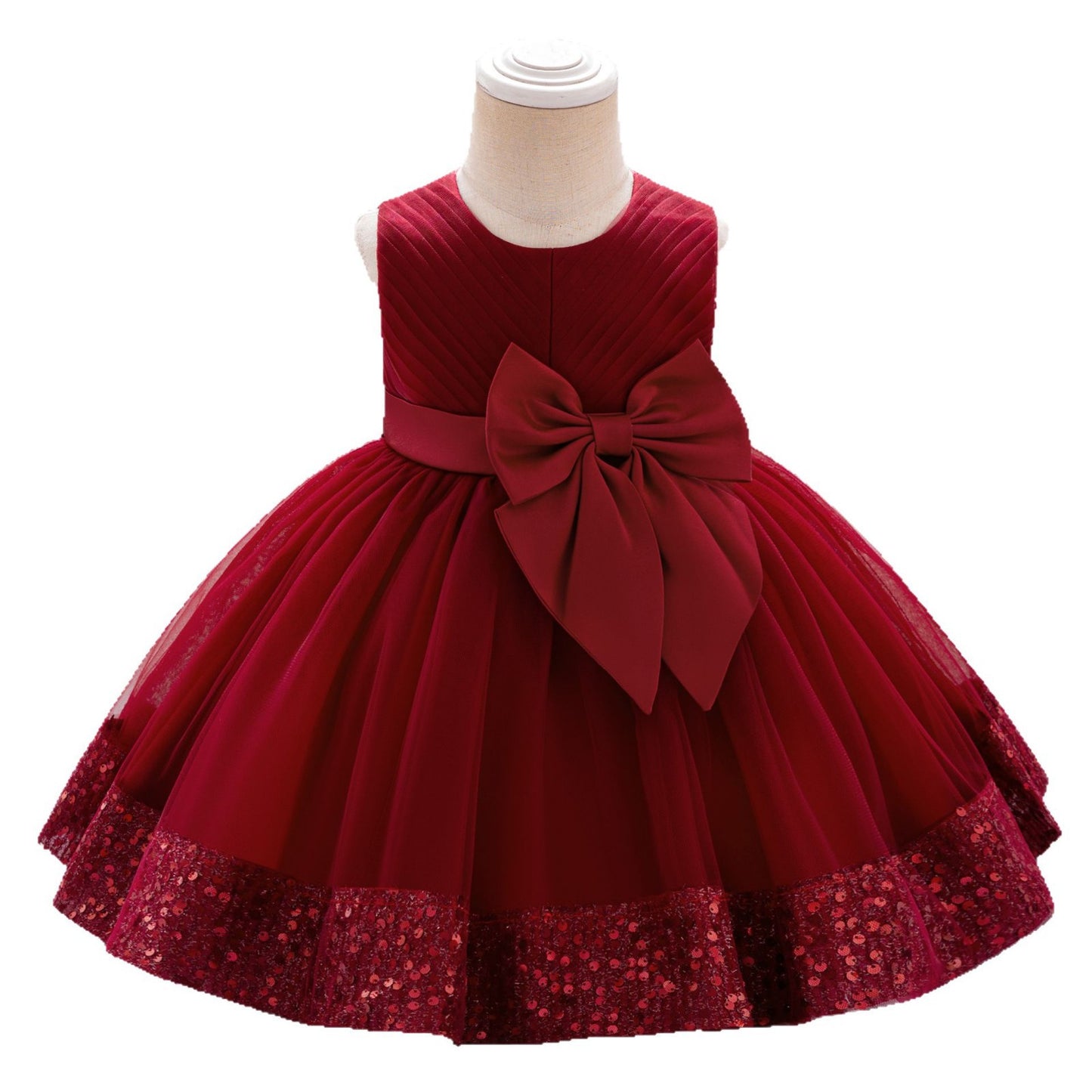 Sequin Bow Mesh Party Dress