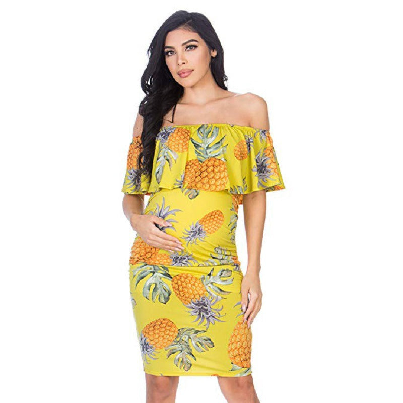 Elegant One-Shoulder Maternity Dress