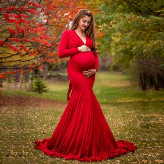 V-Neck Photography Maternity Dress