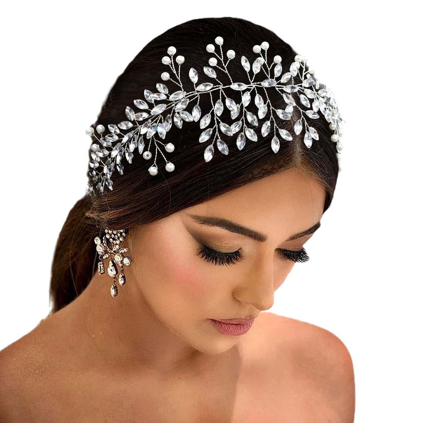 Bridal handmade pearl rhinestone Wedding headband