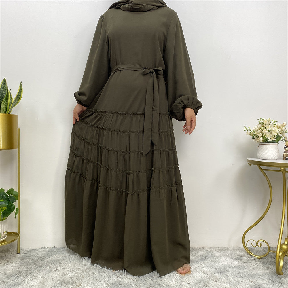 Elegant Double Chiffon Loose Hem Islamic Dress