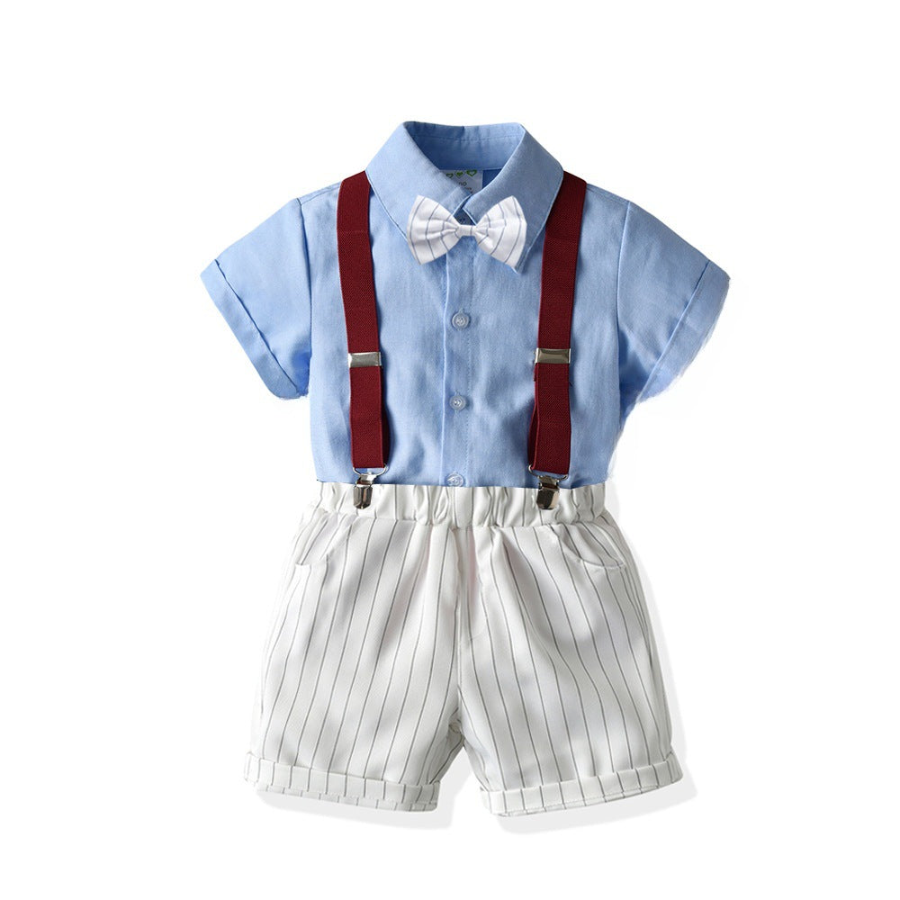 Boys' Summer Cotton Shirt & Bib Pants Set