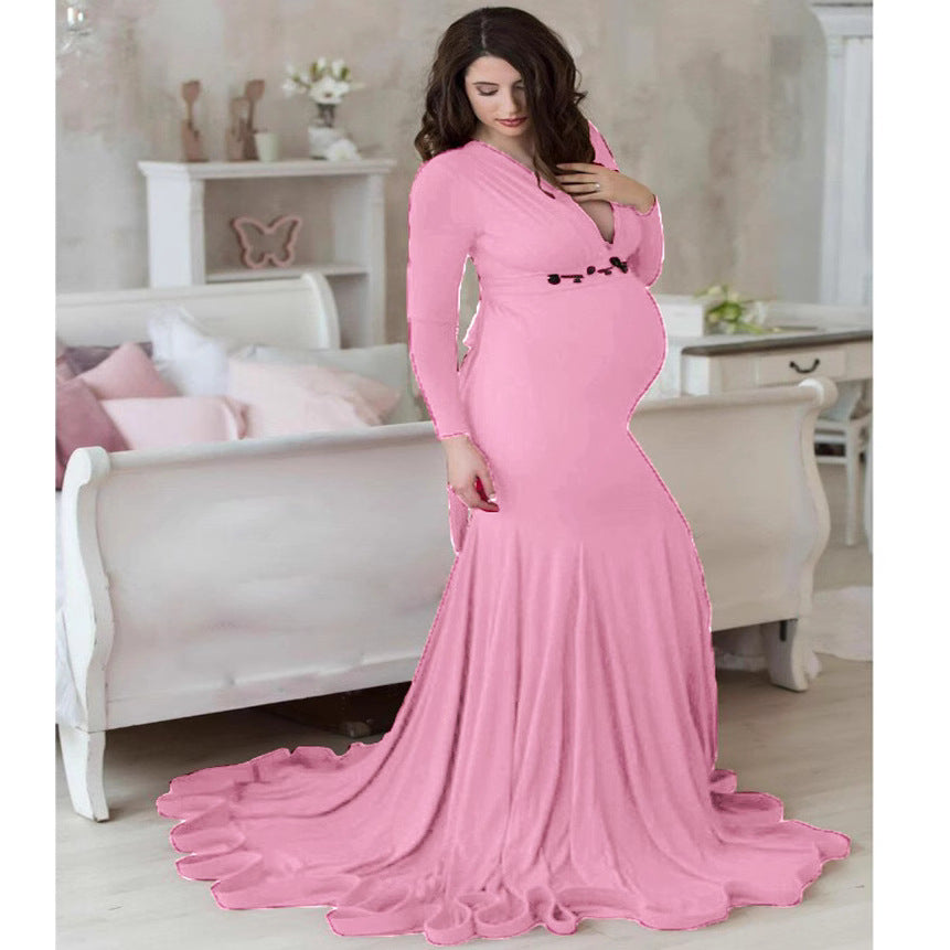 V-Neck Photography Maternity Dress