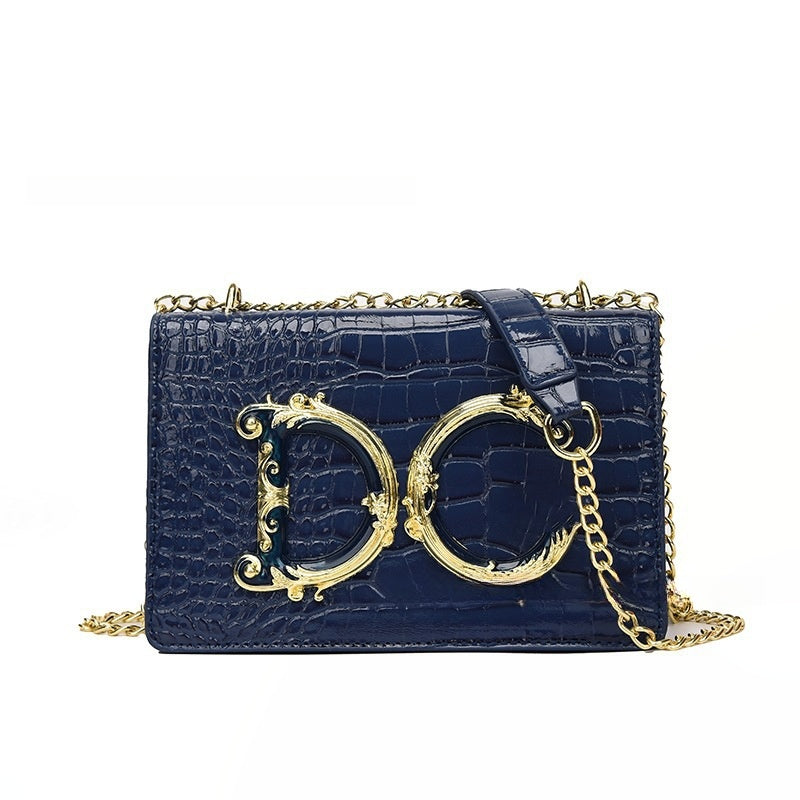 Trendy Croc-Effect Chain Shoulder Bag