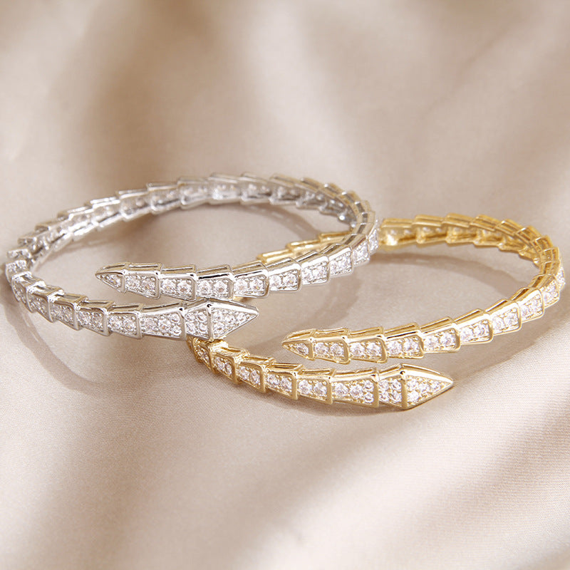 Serpent Splendor Crystal Coil Bangles