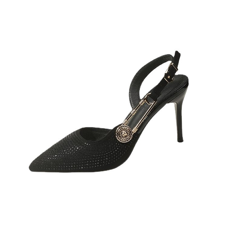 Straight Buckle Rhinestone Stiletto Sandals: Women's Celebrity Banquet