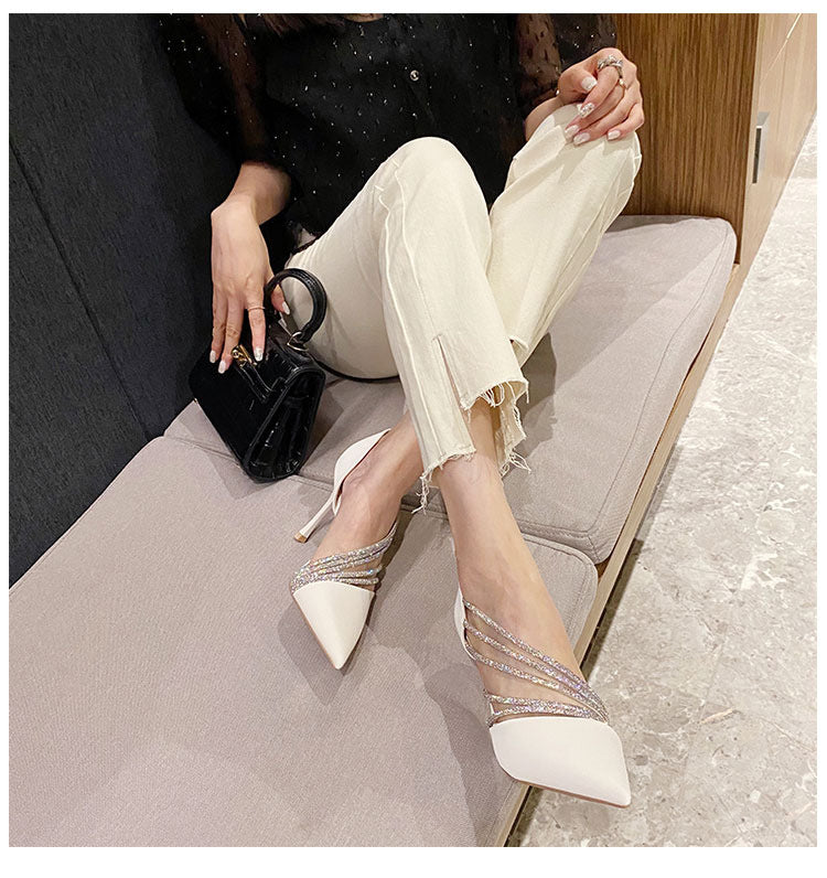 Women's Rhinestone Hollow Stiletto Sandals: Summer Fashion Heels