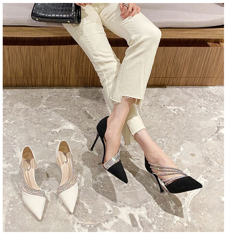 Women's Rhinestone Hollow Stiletto Sandals: Summer Fashion Heels
