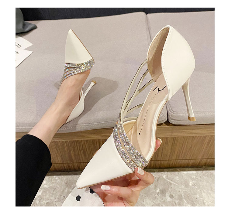 Women's Rhinestone Hollow Stiletto Sandals: Summer Fashion Heels