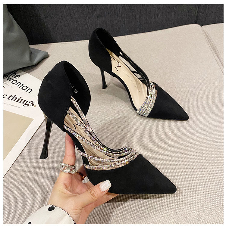 Women's Rhinestone Hollow Stiletto Sandals: Summer Fashion Heels