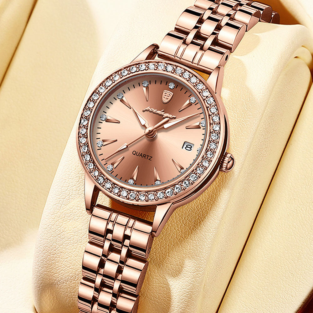 Ultra-Slim Women's Waterproof Luminous Quartz Watch with Calendar