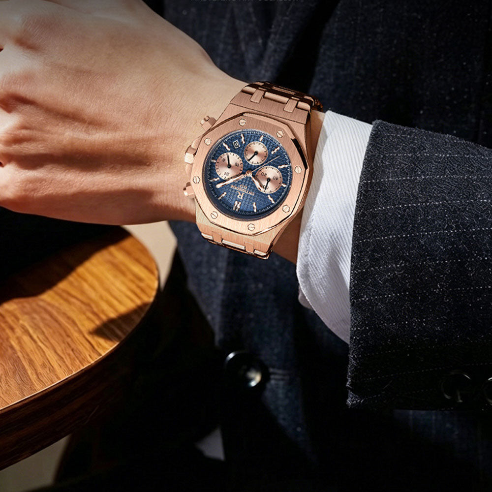 Premium Waterproof Luminous Men's Watch with Calendar & Date Display