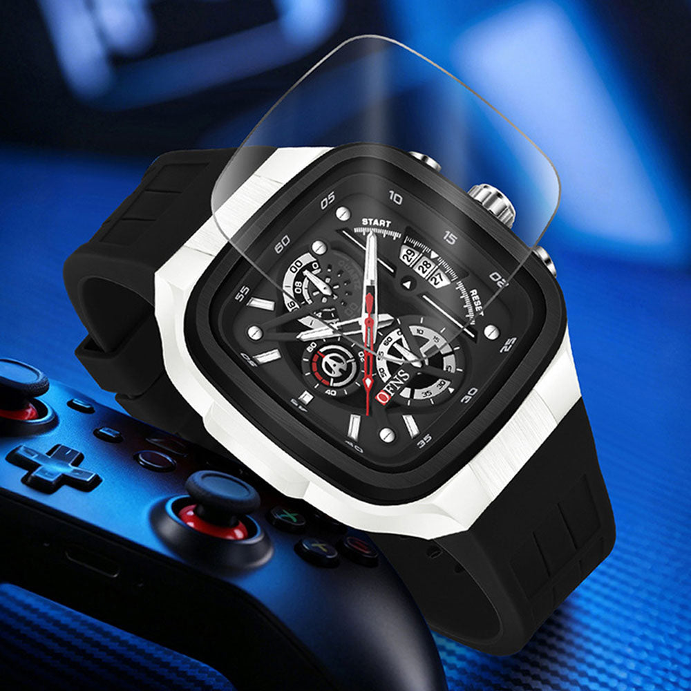 Men's Waterproof Square Quartz Watch with Luminous Dial & Calendar