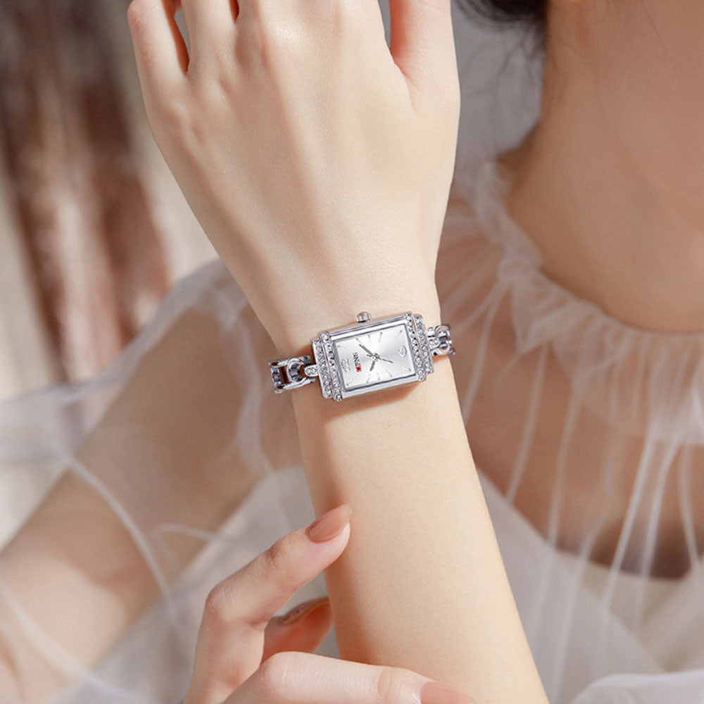 Luxury Diamond Square Watch - Waterproof Bracelet Timepiece