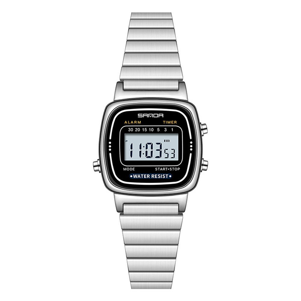 Vintage Square Digital Watch - Waterproof Chronograph Steel Band