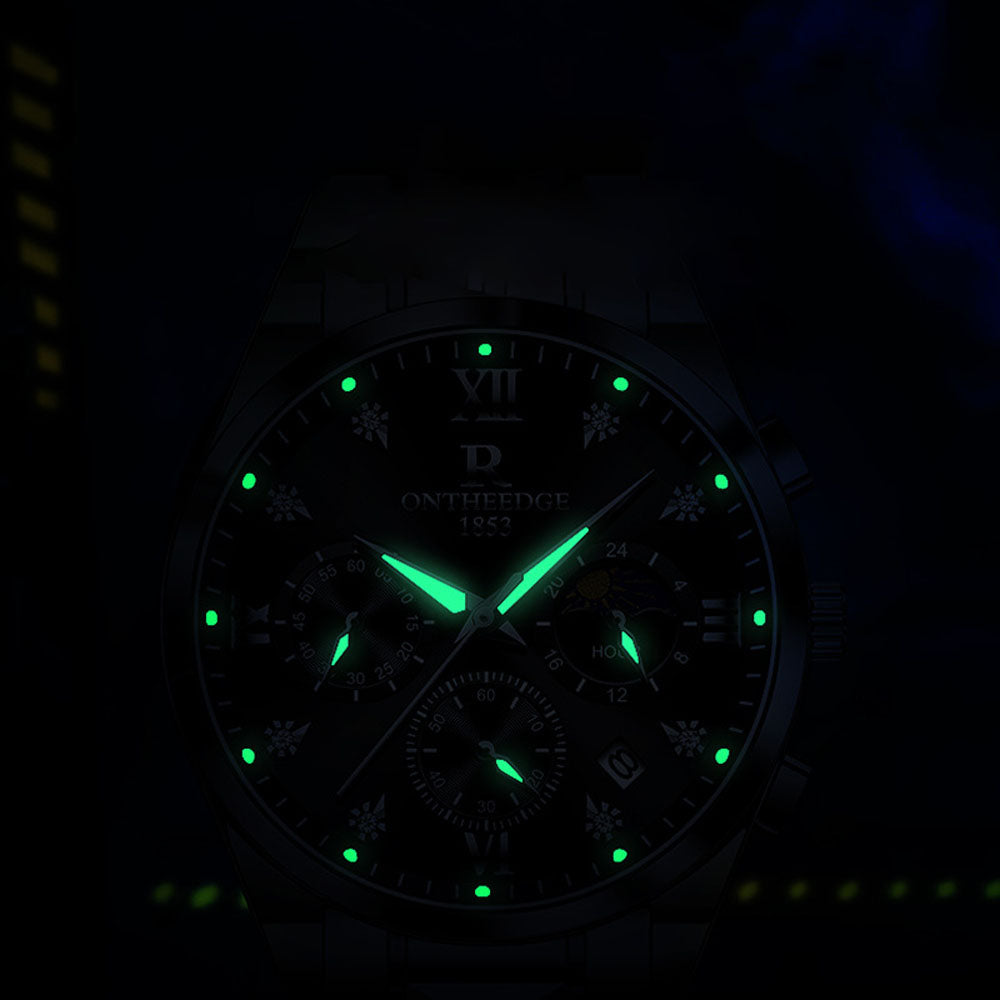 Starry Night Waterproof Men's Quartz Watch with Moon Phase