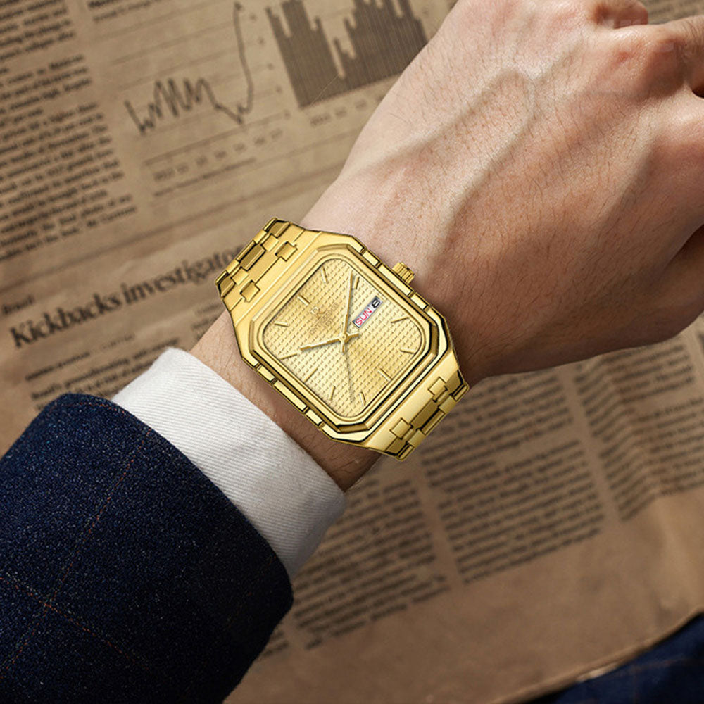 Square Business Quartz Watch - Waterproof Steel Band Luminous