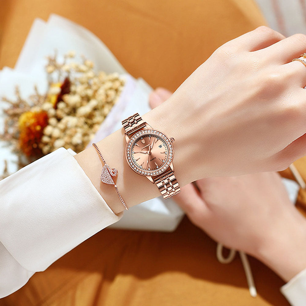 Ultra-Slim Women's Waterproof Luminous Quartz Watch with Calendar