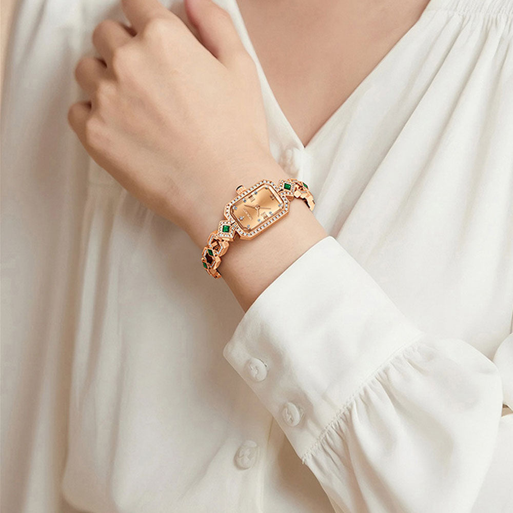 Women's Luxury Diamond Watch - Waterproof Quartz with Copper Band