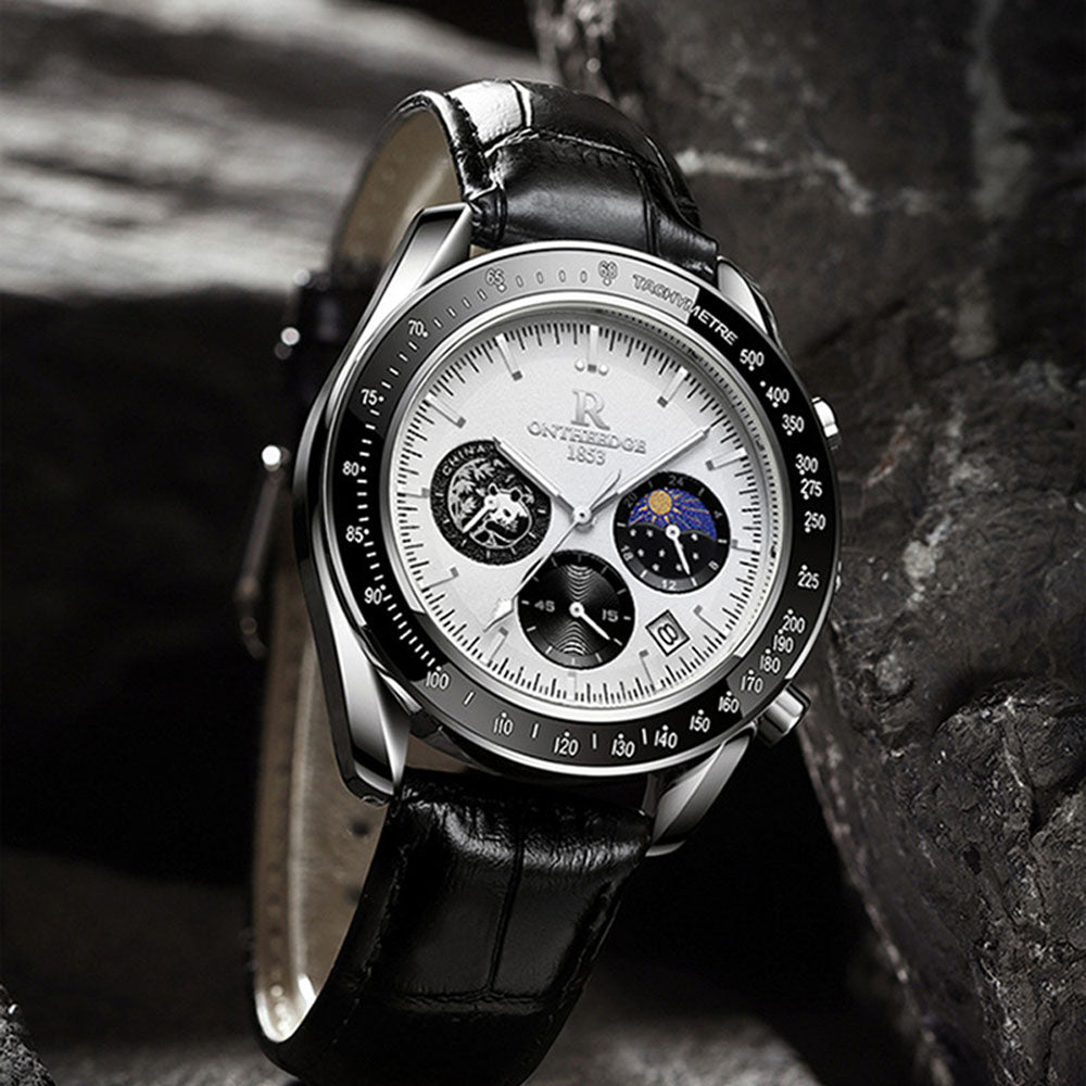 Men's Quartz Watch with Leather Strap