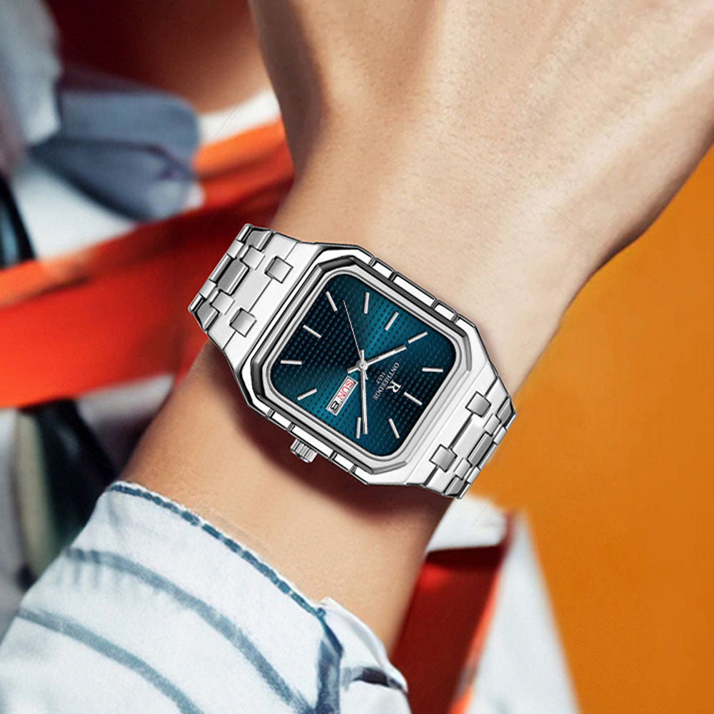 Square Business Quartz Watch - Waterproof Steel Band Luminous