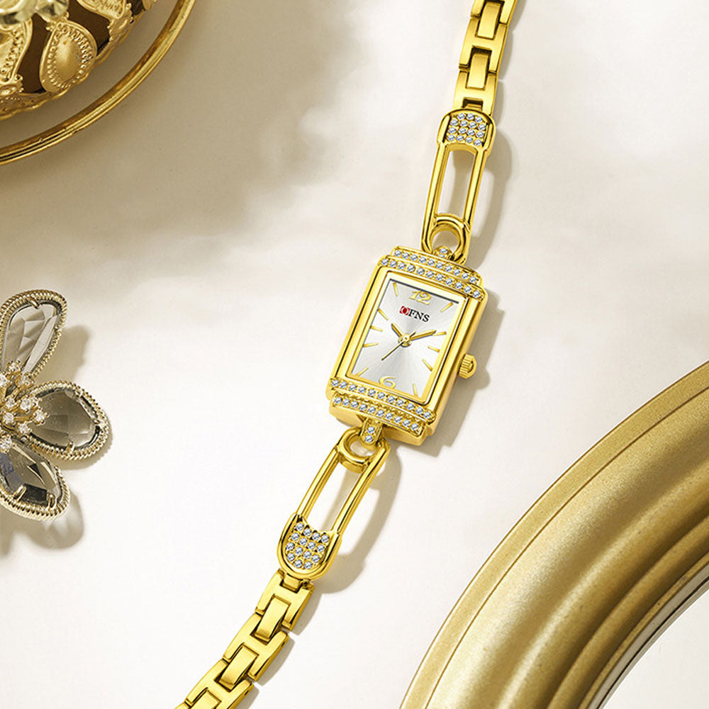 Luxury Diamond Square Watch - Waterproof Bracelet Timepiece